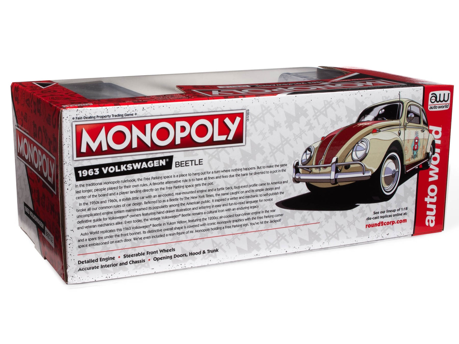 Масштабная модель Volkswagen Kever - Monopoly Free Parking 1963 с фигуркой  из монополии, кремовый/красный лучшая цена!