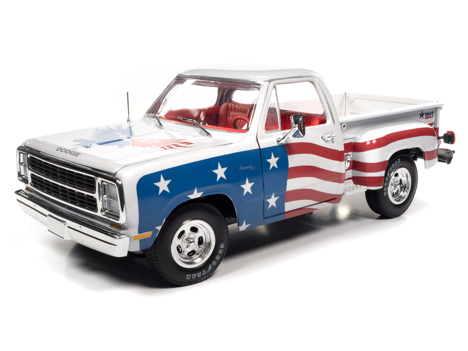 Масштабная модель Dodge Pick Up Step Side - Patriotic 1980 белый/синий/ красный (Американский флаг) лучшая цена!