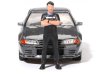 Масштабная модель Nissan GT-R (R32) Nismo с фигуркой Цугио Мацуда 1992 (Nismo Gunmetal) серый ракурс 5