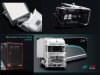 Масштабная модель Mercedes-Benz тягач с полуприцепом для транспортировки болидов Mercedes F1 Team 2023 серебристый с черным и бирюзовым ракурс 2