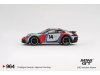 Масштабная модель Porsche 911 (992) Dakar Rally 1978 #14 серый металлик с графикой 1:64 Mini GT MGT00964-L ракурс 4