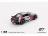 Масштабная модель Porsche 911 (992) Dakar Rally 1978 #14 серый металлик с графикой 1:64 Mini GT MGT00964-L ракурс 3