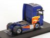 Масштабная модель MAN TGX XXL D38 "100 Years Edition" 2015 седельный тягач, синий с графикой 1:43 IXO TR235 ракурс 4