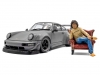 Масштабная модель Porsche 911 (964) RWB Rauh-Welt Bodykit с фигуркой Акира Накаи 2024 матовый серый 1:18 Solido S1807517