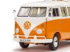 Масштабная модель Volkswagen T1 кемпер 1959 оранжевый с белым 1:18 Schuco 450060600 ракурс 12