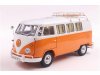 Масштабная модель Volkswagen T1 кемпер 1959 оранжевый с белым 1:18 Schuco 450060600 ракурс 2