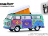 Масштабная модель Volkswagen T2 Westfalia Campmobile Music Festival Van 1973 кемпер 1:64 GreenLight 36120C