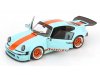 Масштабная модель Porsche 911 KS-R by Khyzyl Saleem 2026 Gulf livery голубой с оранжевым 1:18 Solido S1810504 ракурс 3