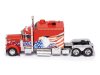 Масштабная модель Peterbilt 379 Custom 2002 Седельный Тягач красный(с флагом) ракурс 2