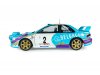 Масштабная модель Subaru Impreza S5 WRC 99 #2 Ралли Бельгии Ипр-Вестхук 1998 G.De.Mevius, J.M.Fortin, белый с голубым 1:18 Solido S1807411 ракурс 2