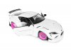 Масштабная модель Toyota GR Supra Bodykit Liberty Walk 2025 белый с розовыми дисками 1:18 Solido S1815502 ракурс 3