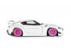 Масштабная модель Toyota GR Supra Bodykit Liberty Walk 2025 белый с розовыми дисками 1:18 Solido S1815502 ракурс 8