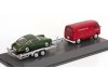 Масштабная модель Volkswagen T1 красный с прицепом и Porsche 901, зеленый 1:43 Schuco 450731300 ракурс 2