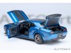 Масштабная модель Dodge Challenger SRT Super Stock 2023 (frostbite blue, carbon stripes) синий с карбоновыми полосками ракурс 16