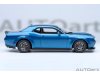 Масштабная модель Dodge Challenger SRT Super Stock 2023 (frostbite blue, carbon stripes) синий с карбоновыми полосками ракурс 4