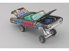 Масштабная модель Chevrolet Impala Convertible LowRider 1964 чёрный с граффити 1:64 FineWorks64 FW64-IMPALA-1 ракурс 2