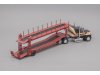Масштабная модель Ford 9000 LTL 1979 седельный тягач c полуприцепом, автовоз черный с красным 1:43 Altaya 707001 ракурс 2