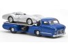 Масштабная модель Набор Mercedes-Benz: Blue Wonder Renntransporter И #1 W196 Stromlinienwagen 1955 серебристый 1:64 Norev 311000