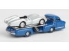 Масштабная модель Набор Mercedes-Benz: Blue Wonder Renntransporter И #1 W196 Stromlinienwagen 1955 серебристый 1:64 Norev 311000 ракурс 2