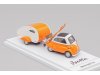 Масштабная модель BMW Isetta с лыжами и прицепом-кемпером оранжевый с белым 1:64 Almost Real 630301001 ракурс 4