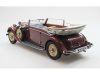 Масштабная модель Mercedes-Benz 290 (W18) кабриолет с опущенным верхом, дисковые колёса 1933-1936 бордовый 1:43 Esval Models EMEU43043L ракурс 2