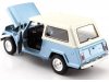 Масштабная модель Jeep Jeepster Commando Hard Top голубой металлик с белым 1:24 Welly 24117H-BLUE ракурс 2