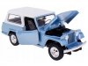 Масштабная модель Jeep Jeepster Commando Hard Top голубой металлик с белым 1:24 Welly 24117H-BLUE ракурс 4