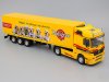 Масштабная модель Mercedes-Benz Actros MK I 1996 седельный тягач с полуприцепом-рефрижератором Pedigree желтый 1:43 Altaya ALSR96 ракурс 2