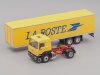 Масштабная модель Renault G340 седельный тягач с полуприцепом La Poste 1980 (почта) желтый 1:43 Altaya 702156 ракурс 3