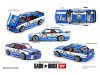 Масштабная модель BMW M3 (E30) Kaido Touring Chapm V1 1989 синий с белым 1:64 Mini GT MGTKHMG223 ракурс 2