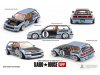 Масштабная модель Honda Civic (EF) Kaido Roulette V1 голубой с чёрным 1:64 Mini GT KHMG179 ракурс 3