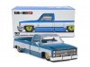 Масштабная модель Chevrolet Silverado Dually Vintage Spec V1 голубой с белым 1:64 Mini GT KHMG192 ракурс 3