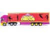 Масштабная модель DAF тягач с полуприцепом Paulos Circus (1985), оранжевый с фиолетовым и жёлтым 1:76 Oxford 76EC005 ракурс 3