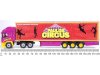 Масштабная модель DAF тягач с полуприцепом Paulos Circus (1985), оранжевый с фиолетовым и жёлтым 1:76 Oxford 76EC005 ракурс 7