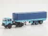 Масштабная модель МАЗ-504А с полуприцепом МАЗ-5205 бортовой с тентом, голубой с синим 1:43 Автоистория 104530