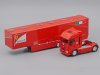 Масштабная модель Iveco Stralis 2014 седельный тягач с полуприцепом команды Ferrari F1, красный 1:43 Altaya ALT816 ракурс 3