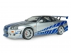 Масштабная модель Nissan Skyline GT-R (BNR34) (1999) Брайана ОКоннера из фильма Двойной форсаж, серебристый с синим 1:18 Solido S1804315A