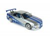 Масштабная модель Nissan Skyline GT-R (BNR34) (1999) Брайана ОКоннера из фильма Двойной форсаж, серебристый с синим 1:18 Solido S1804315A ракурс 10