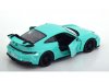 Масштабная модель Porsche 911 (992) GT3 Coupe (2021) мятно-зелёный 1:24 BBurago 21104G ракурс 2