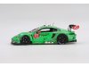 Масштабная модель Porsche 911 (992) GT3 R #77 REXY AO 24 часа Дейтоны 2025 Klaus Bachler, Laurin Heinrich, Alessio Picariello, зеленый 1:43 True Scale Miniatures TSM430864 ракурс 3