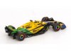 Масштабная модель McLaren F1 MCL 38 #81 Команда Mclaren 2-й Гран-при Монако 2024 (30-летие Сенны) Oscar Piastri, желтый с зеленым 1:43 BBurago 38214PM ракурс 2