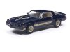 Масштабная модель Chevrolet Camaro Z28 1981 тёмно-синий металлик с золотистыми полосками 1:64 IXO IA64018