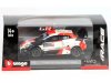 Масштабная модель Toyota Yaris WRC #1 Toyota Gazoo Racing Sebastien Ogier, Julien Ingrassia 2021 белый с красным 1:43 BBurago 38310 ракурс 3