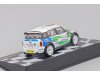 Масштабная модель Mini Cooper S2000 #1 Sordo Countryman белый с зелёным 1:43 DeAgostini RALLYC042 ракурс 2