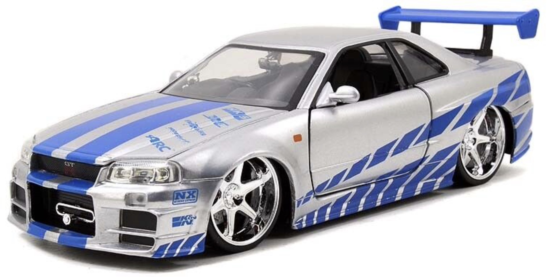 Масштабная модель Nissan Skyline GT-R R34 2002 серебристый из фильма Форсаж  (Fast And Furious) лучшая цена!