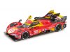 Масштабная модель Ferrari 499P #50 Fuoco/Nielsen/Molina Победитель 24 часа Ле-Мана 2024 красный с желтыи и черным 1:24 BBurago 18-26312 ракурс 2