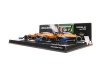 Масштабная модель Набор 2х McLaren F1 Coffret MCL35L Mercedes M12 EQ Power+ Team McLaren N3 победитель Italy GP (2021) Daniel Ricciardo + N 4 2Nd Italy GP 2021 Lando Norris ракурс 2