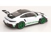 Масштабная модель Porsche 911 GT3 RS Tribute to Carrera RS 2022 белый с черным и зеленым 1:12 Norev 127535 ракурс 2